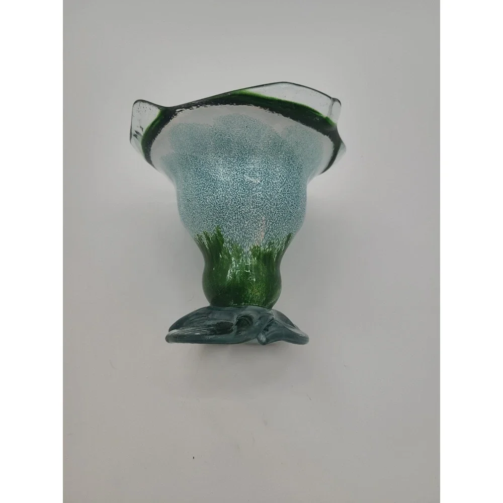 Vintage Blown Glass Tulip Vase Green